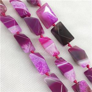 Natural Agate Druzy Rectangle Beads Hotpink Dye Point, approx 20-30mm