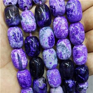 Natural Agate Barrel Beads Purple Fire Dye, approx 13-17mm