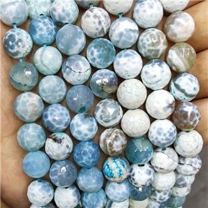 Blue Fire Agate Beads Dye Faceted Round, approx 12mm dia