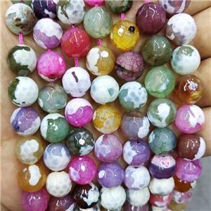 Fire Agate Beads Dye Faceted Round Mixed Color, approx 10mm dia