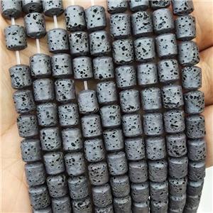 Black Assembled Lava Beads Column, approx 8x6mm