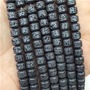Black Assembled Lava Beads Column, approx 6mm