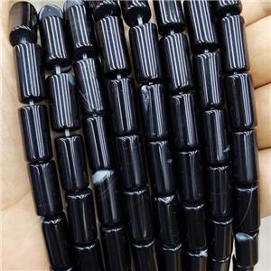 Natural Agate Tube Beads Black Dye, approx 8-16mm