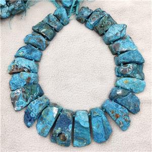Blue Ocean Jasper Trapeziform Beads Graduated Dye, approx 20-45mm