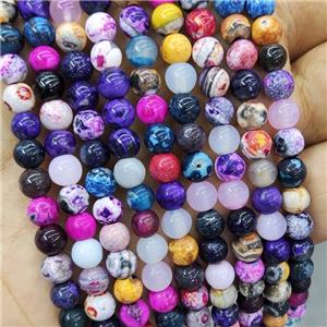 Natural Fire Agate Beads Dye Mixed Color Smooth Round, approx 8mm dia