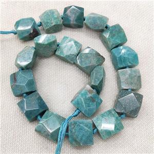 Natural Green Amazonite Beads Faceted Square, approx 16-17mm