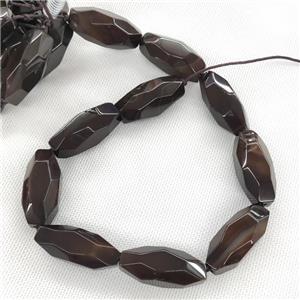 Natural Agate Barrel Beads Black Dye Faceted, approx 16-40mm