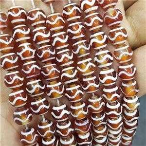 Tibetan Agate Beads Red Wave Smooth Round, approx 8mm dia, 48pcs per st