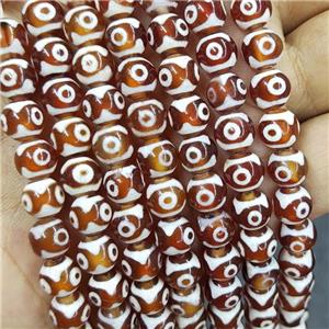 Tibetan Agate Beads Red Evil Eye Smooth Round, approx 8mm dia, 48pcs per st