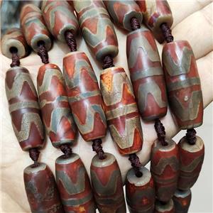 Tibetan Agate Rice Beads Red, approx 14-40mm, 8pcs per st
