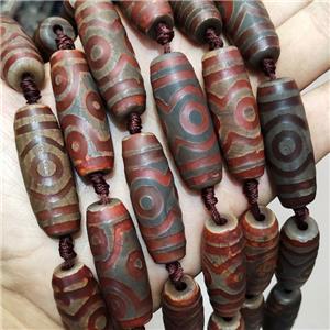 Tibetan Style Agate Rice Beads Evil Eye Red, approx 14-40mm, 8pcs per st