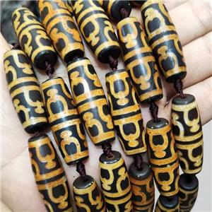 Tibetan Agate Rice Beads Yellow Black, approx 14-40mm, 8pcs per st
