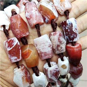 Natural Agate Beads Fire Red Dye Freeform, approx 18-28mm, 9pcs per st