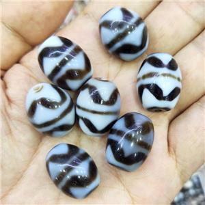 Tibetan Agate Barrel Beads Wave Black White, approx 15-20mm