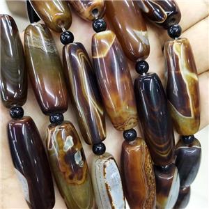 Natural Agate Rice Beads Chocolate Dye, approx 14-40mm, 8pcs per st