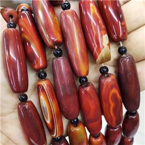 Natural Agate Rice Beads Red Dye, approx 14-40mm, 8pcs per st