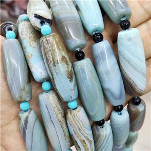 Natural Agate Rice Beads Teal Dye, approx 14-40mm, 8pcs per st