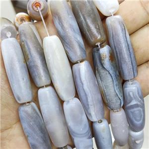 Natural Agate Rice Beads Gray Matte, approx 14-40mm, 9pcs per st