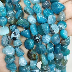 Natural Agate Chips Beads Freeform Teal Dye, approx 10-12mm
