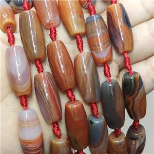 Natural Agate Rice Beads Red Banded, approx 13-30mm, 10pcs per st