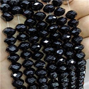 Black Onyx Agate Rondelle Beads Faceted, approx 8-12mm