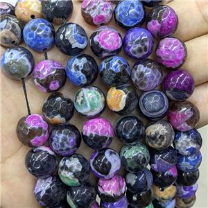 Natural Agate Beads Dye Mixed Color Faceted Round, approx 10mm dia