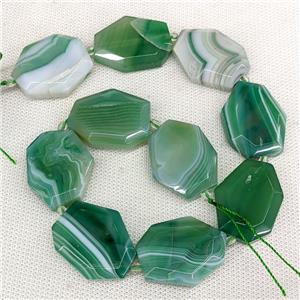 Natural Agate Slice Beads Stripe Freeform Green Dye, approx 25-33mm