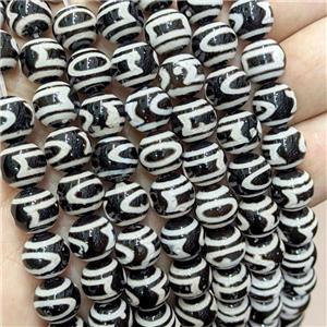 Tibetan Agate Beads Black Smooth Round, approx 10mm dia, 35pcs per st