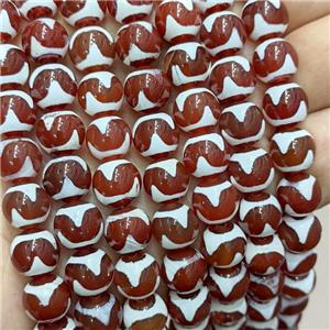 Tibetan Agate Beads Red Smooth Round Wave, approx 10mm dia, 35pcs per st