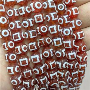 Tibetan Agate Beads Red Smooth Round, approx 10mm dia, 35pcs per st