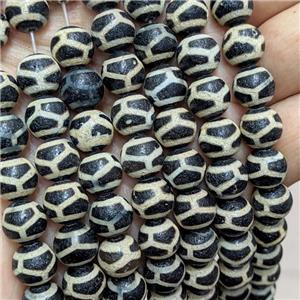 Tibetan Agate Beads Black Round Tortoise, approx 10mm dia