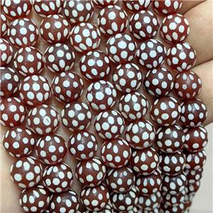 Tibetan Agate Beads Red Round Spot, approx 10mm dia