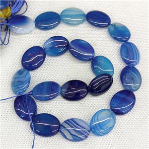 Natural Stripe Agate Oval Beads Blue Dye, approx 15-20mm