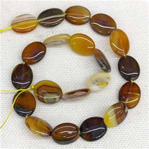 Natural Stripe Agate Oval Beads CoffeeAmber Dye, approx 15-20mm