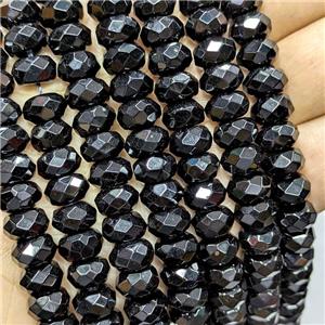 Natural Black Onyx Agate Beads Faceted Rondelle, approx 6-10mm