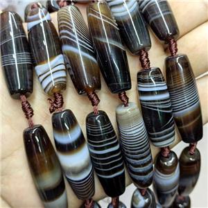 Natural Stripe Agate Rice Beads Banded Coffee, approx 13-40mm, 8pcs per st