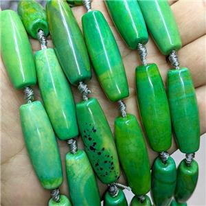 Natural Agate Rice Beads Green Dye, approx 13-40mm, 8pcs per st