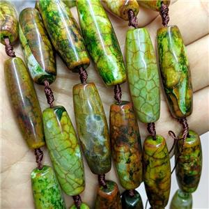 Green Veins Agate Rice Beads Green Dye, approx 13-40mm, 8pcs per st