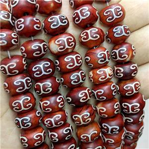 Tibetan Agate Rondelle Beads Red Smooth, approx 10-14mm, 33pcs per st