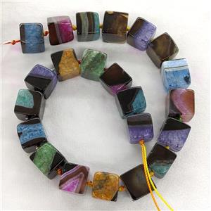 Druzy Agate Cube Beads Dye Mixed Color, approx 16mm