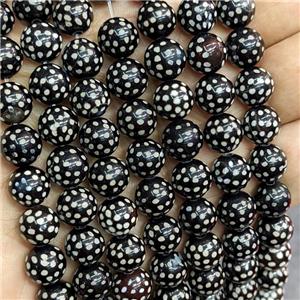 Tibetan Agate Round Beads Black Smooth, approx 10mm, 32pcs per st