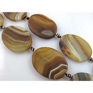 matte coffee Agate Stone beads, oval, 30x40mm, approx 9pcs per st