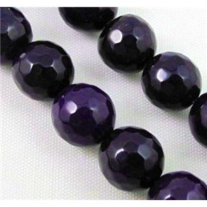 dark lavender Agate Stone beads, faceted round, 12mm dia, approx 32pcs per st