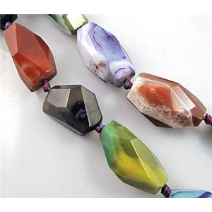 Agate Stone beads, freeform, mix color, approx 23x35x15mm