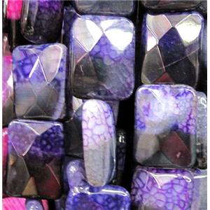 purple veins Agate Stone beads, faceted rectangle, 15x20mm, 20pcs per st