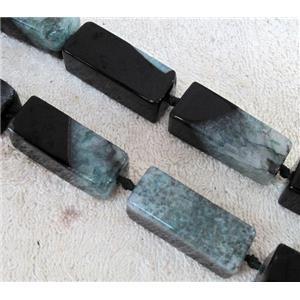 Agate Druzy beads, cuboid, blue, approx 15x15x40mm. 16 inches