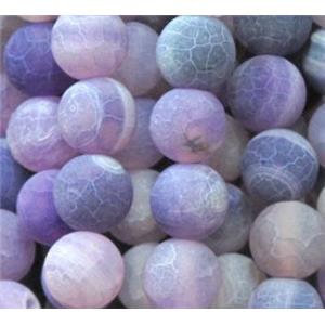 round frosted lavender crackle agate beads, 12mm dia, approx 32pcs per st