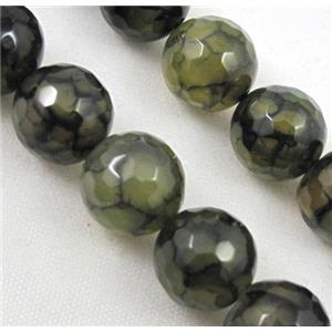 dragon veins agate beads, faceted round, 16mm dia, approx 24pcs per st