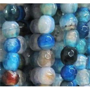 tiny agate beads, faceted round, blue, 4mm dia, approx 98pcs per st