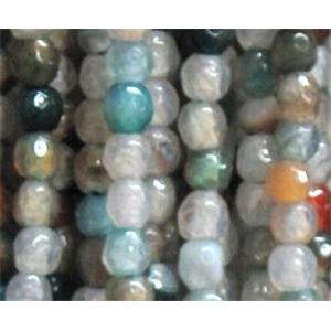 agate beads, faceted round, 4mm dia, approx 98pcs per st